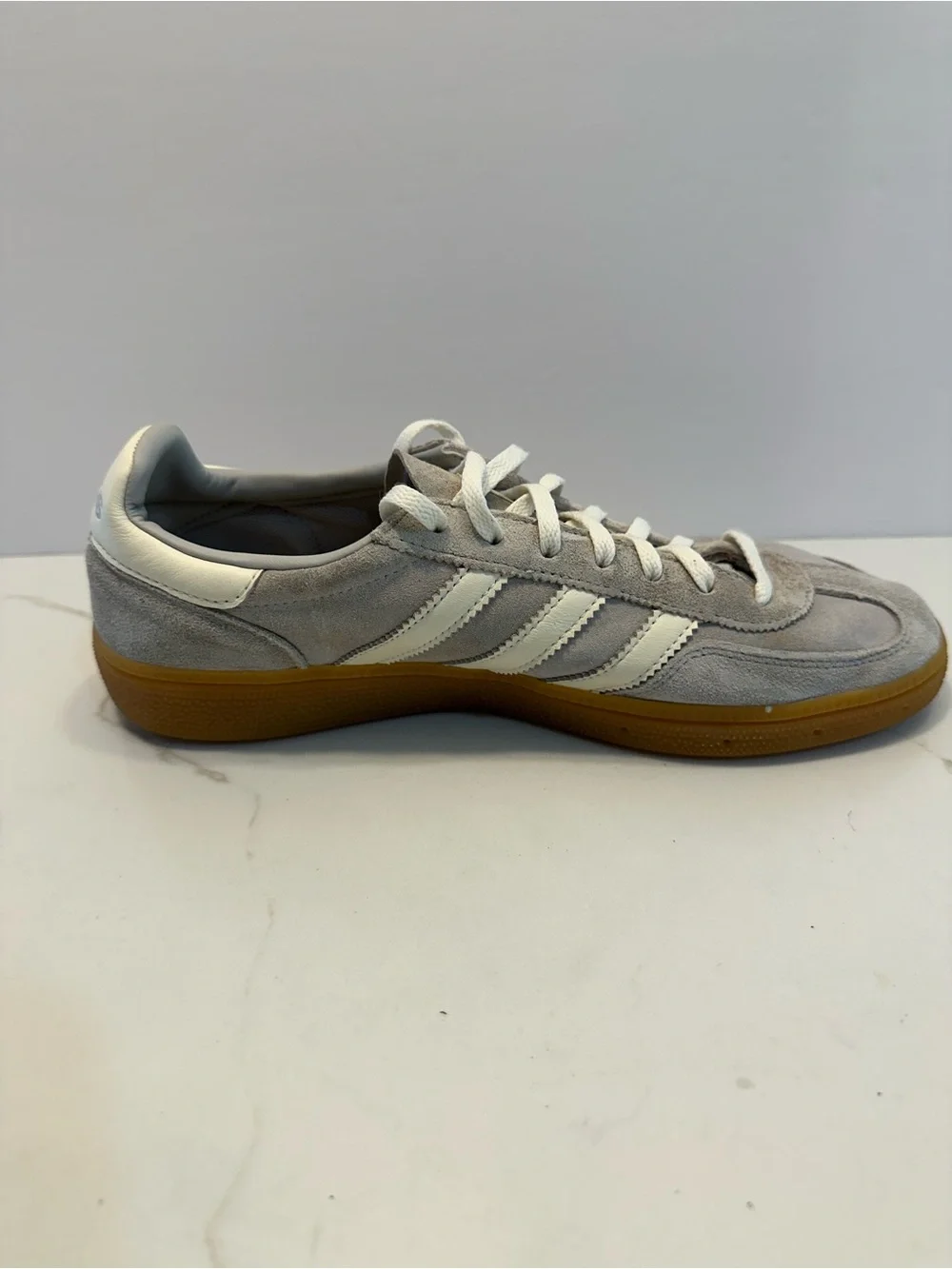adidas Samba Suede Sneakers in Gray and Cream with Gum Sole